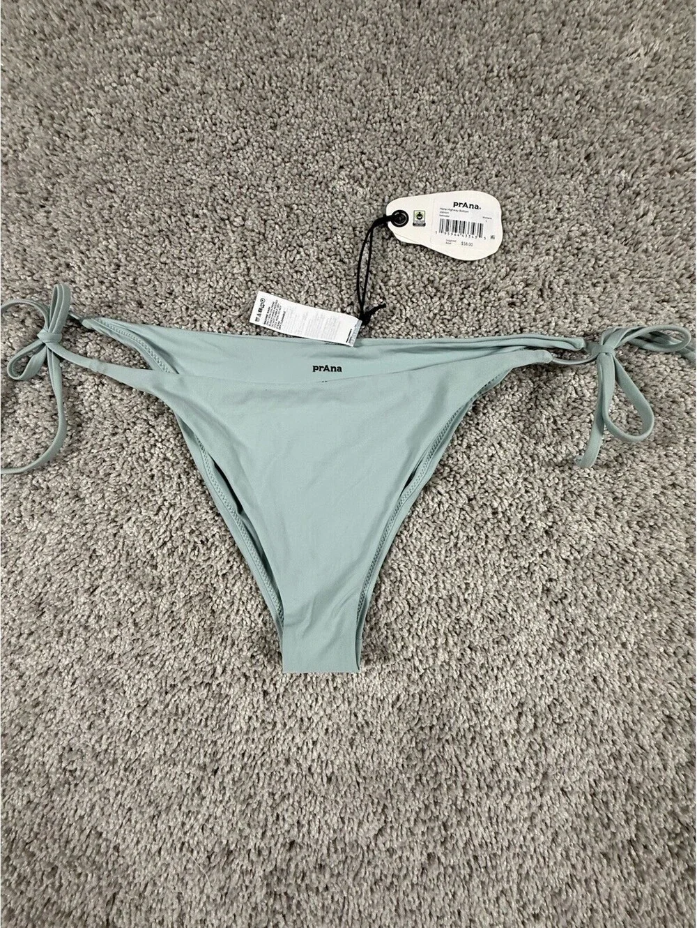 NWT Prana Hana Highway Bikini Bottom Size Large Saltwater Blue Tie Sides